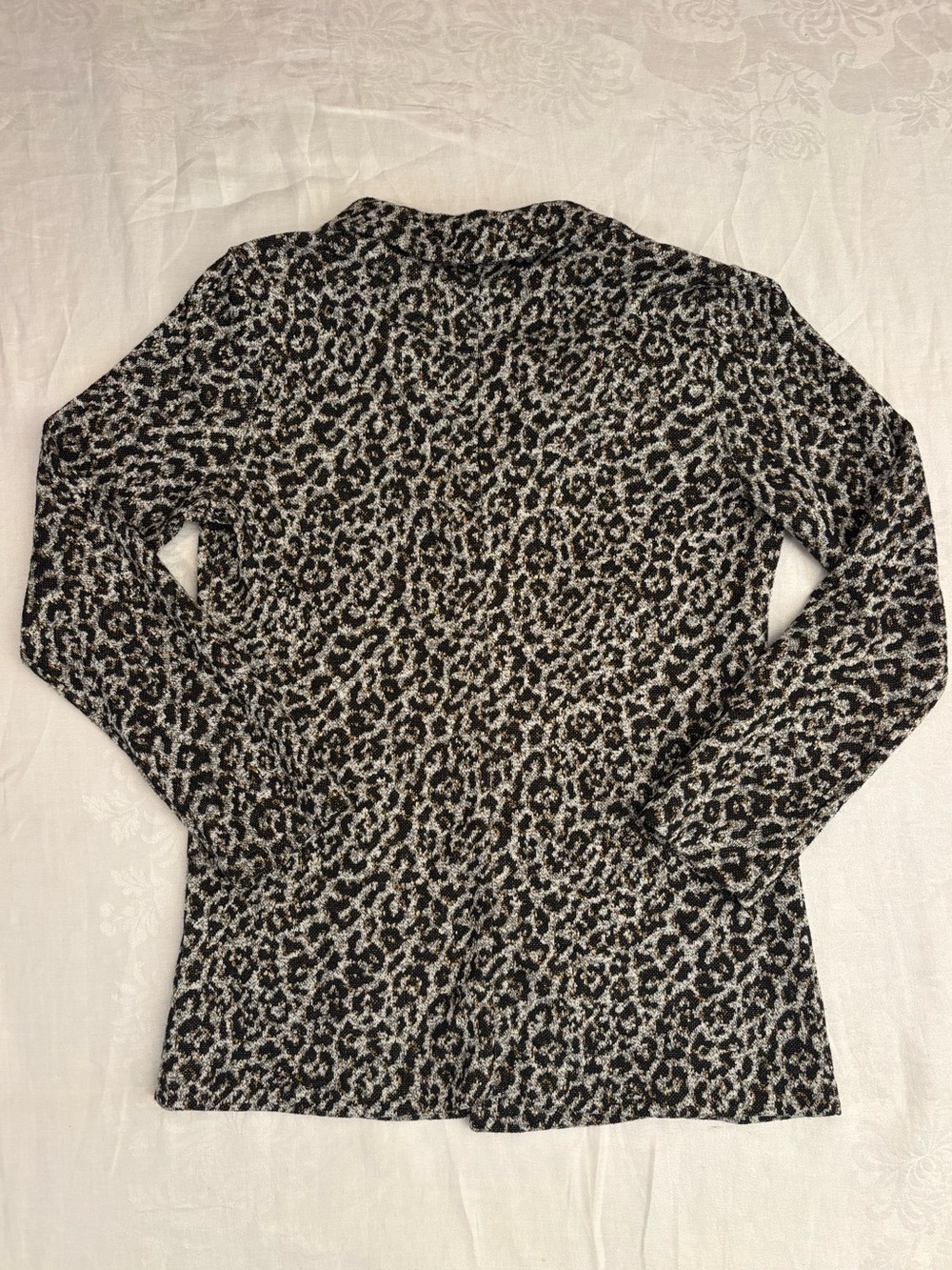 Dex Leopard Print Open Front Knit Cardigan Cozycore Soft Pocket Sweater Small - Picture 5 of 10